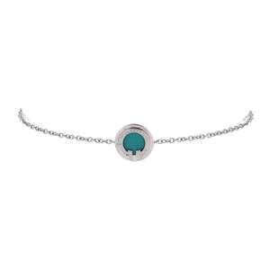 Tiffany & Co. T Circle Chain Bracelet 18K White Gold with Turquoise and Diamonds